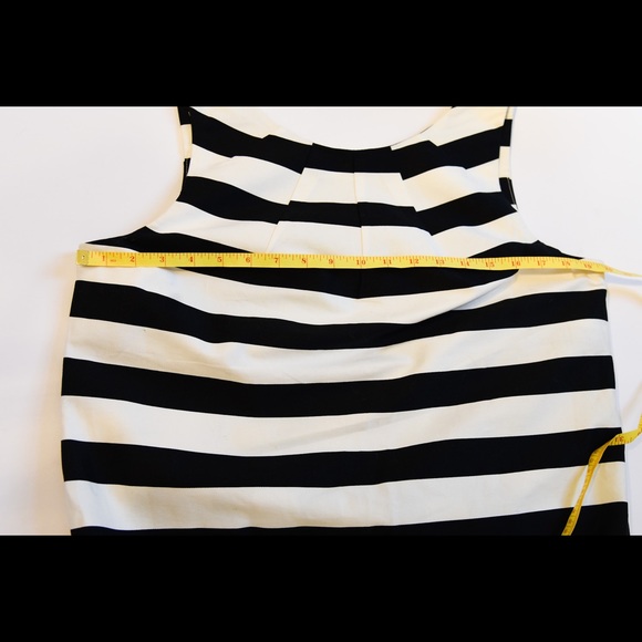 Maggy London Black White Dress size Large as new Bold Stripe Cotton pockets - Picture 6 of 6